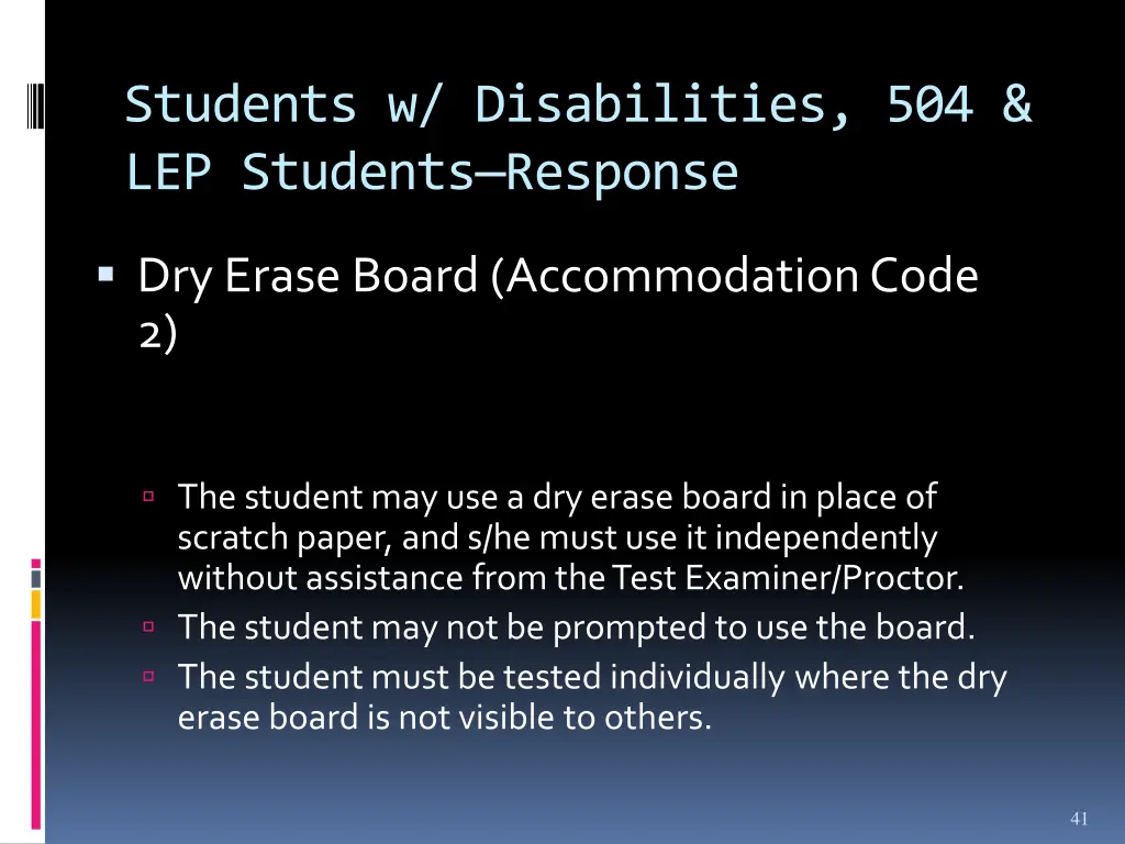 students w disabilities 504 lep students response