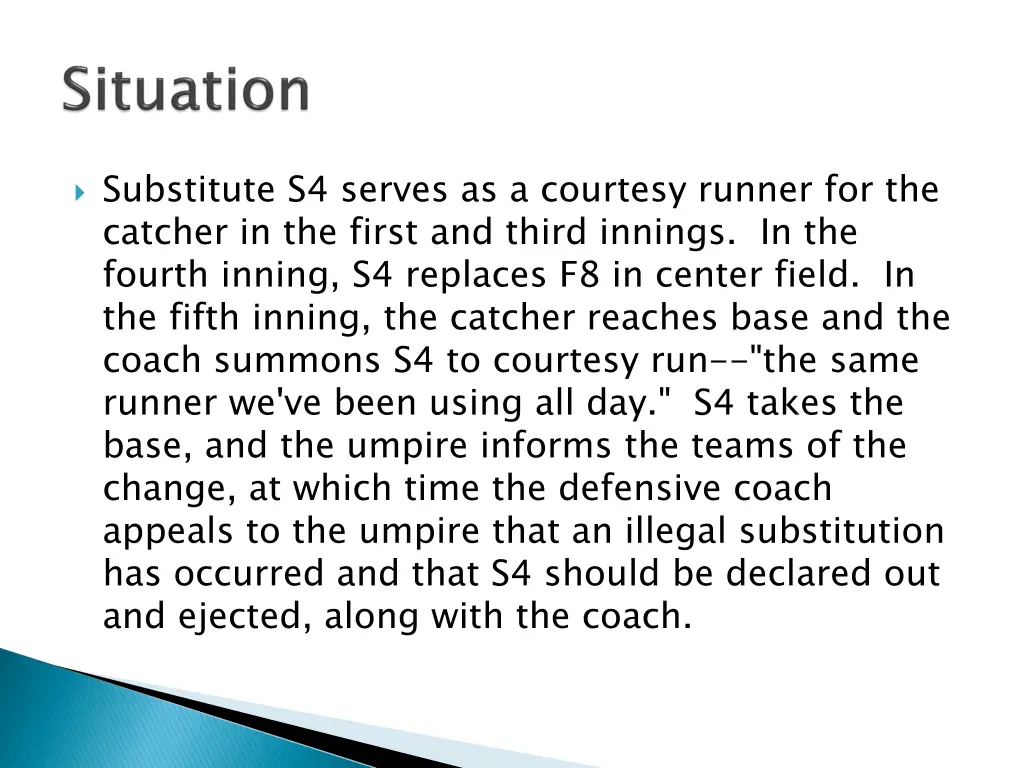 substitute s4 serves as a courtesy runner