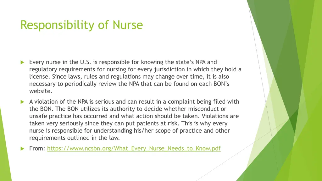 responsibility of nurse