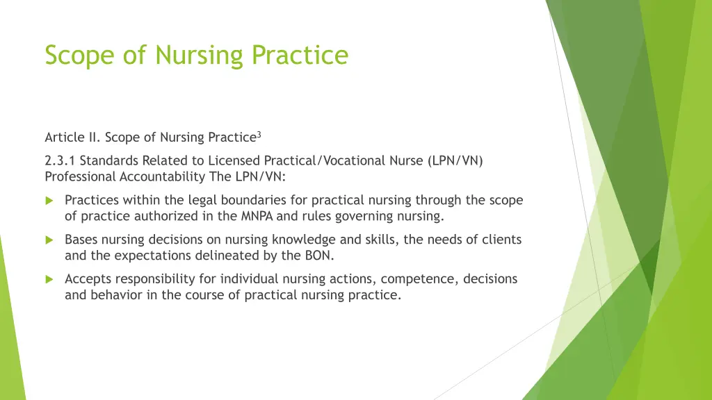 scope of nursing practice