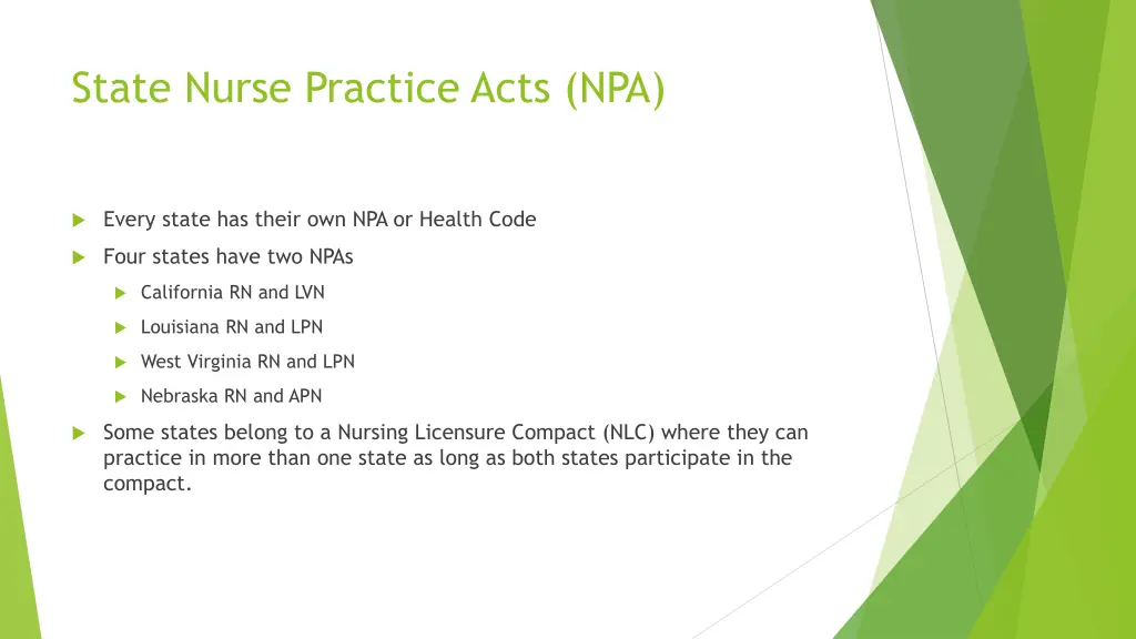 state nurse practice acts npa