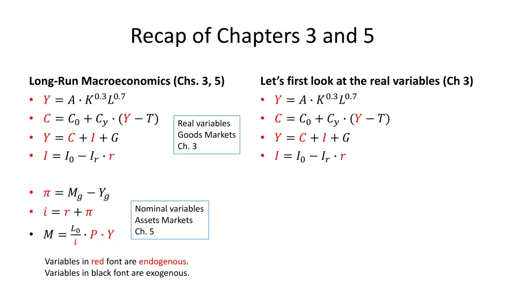 recap of chapters 3 and 5