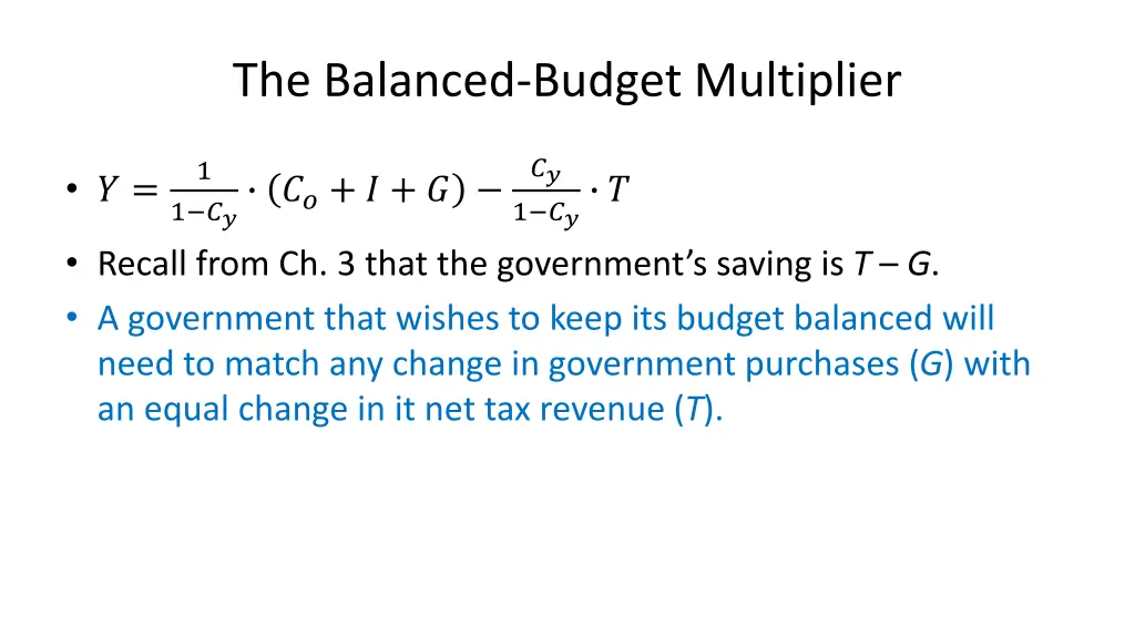 the balanced budget multiplier