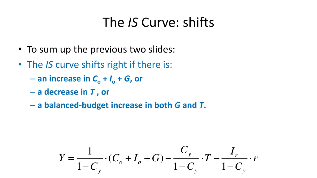 the is curve shifts