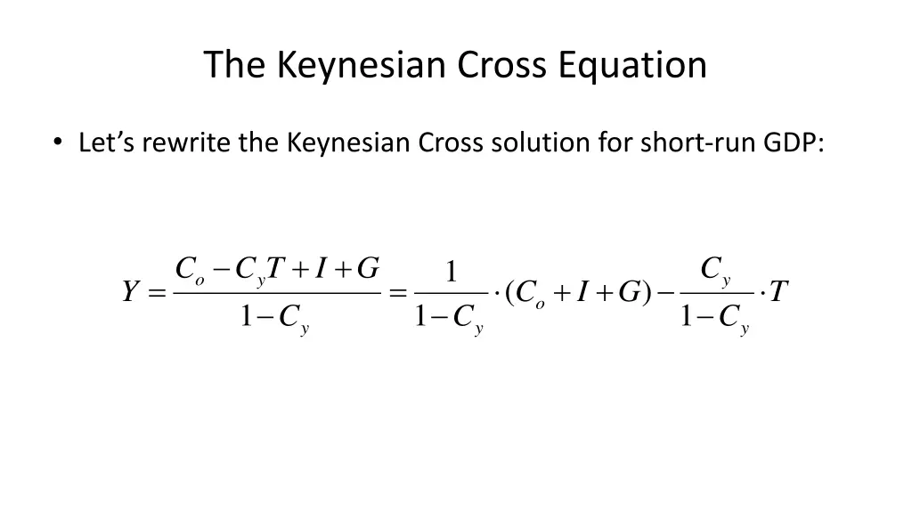 the keynesian cross equation