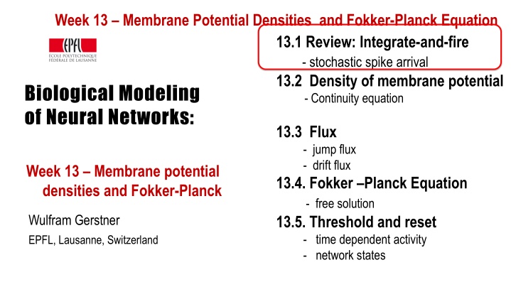 week 13 membrane potential densities and fokker