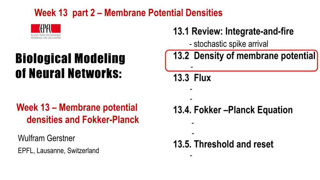 week 13 part 2 membrane potential densities