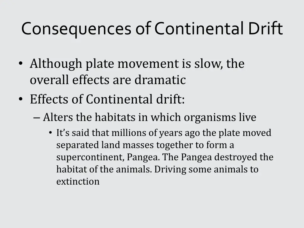 consequences of continental drift