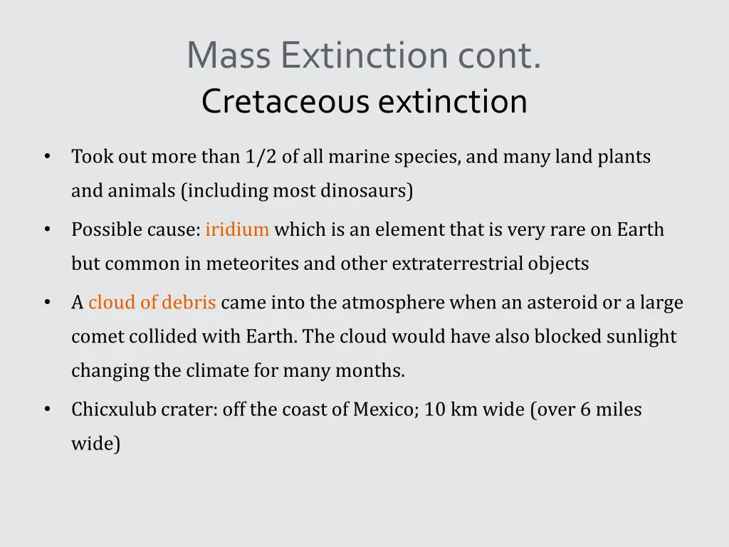 mass extinction cont cretaceous extinction