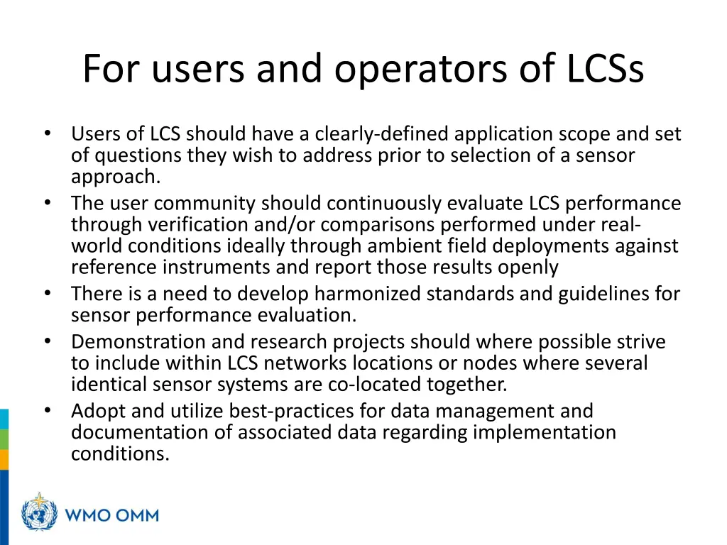 for users and operators of lcss