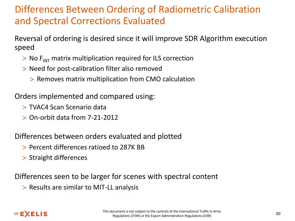 differences between ordering of radiometric