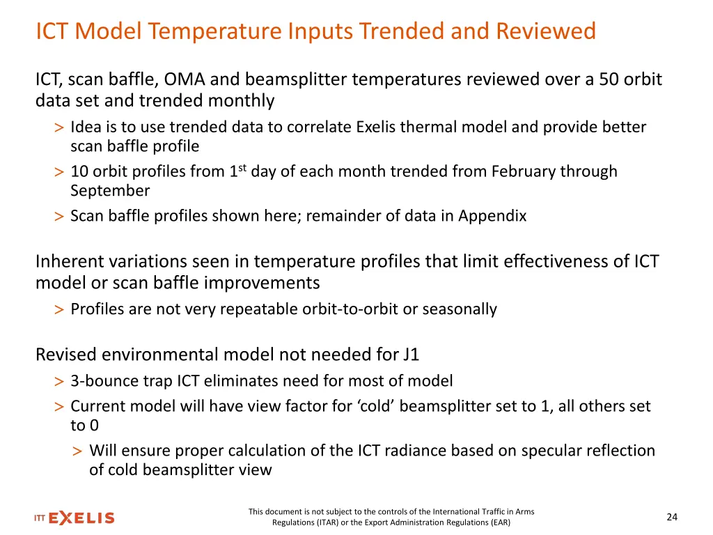 ict model temperature inputs trended and reviewed