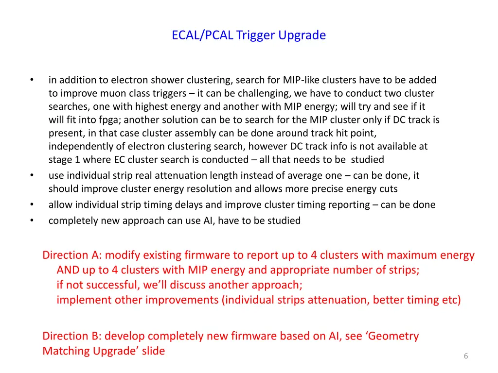 ecal pcal trigger upgrade