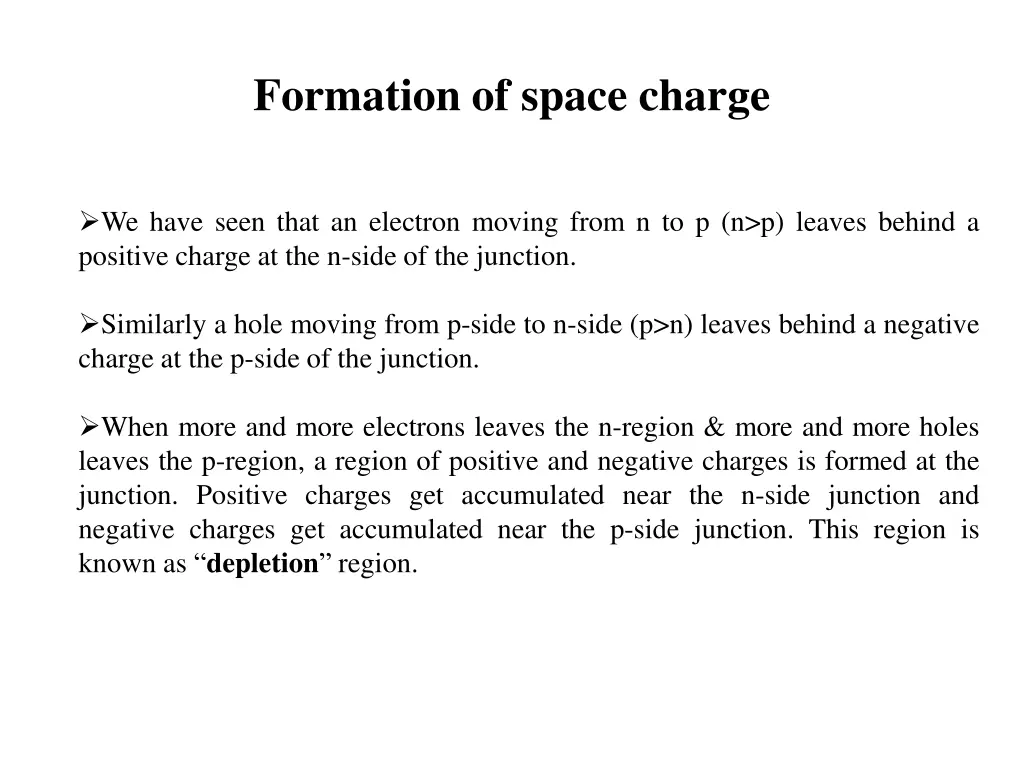 formation of space charge