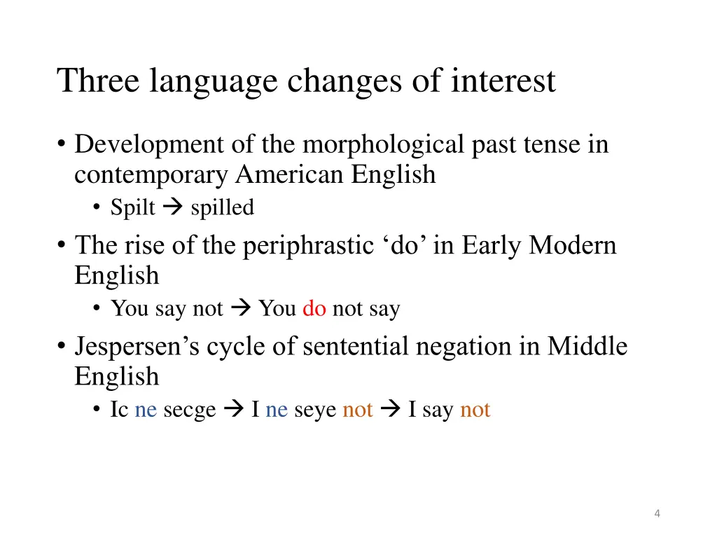 three language changes of interest