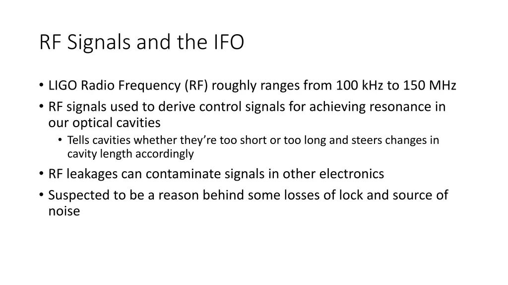 rf signals and the ifo