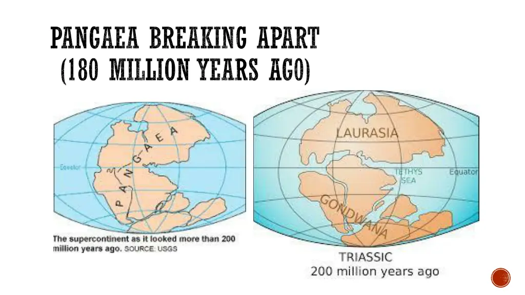 pangaea breaking apart 180 million years ag0