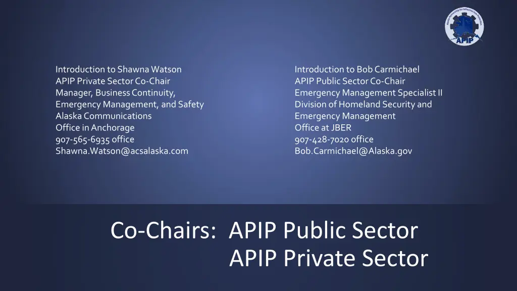 introduction to shawna watson apip private sector