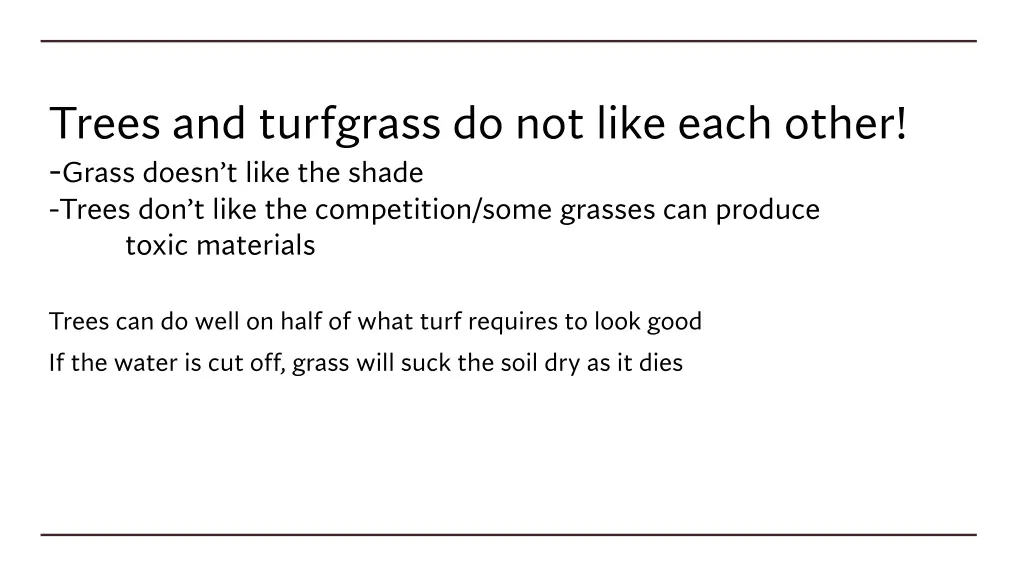 trees and turfgrass do not like each other grass