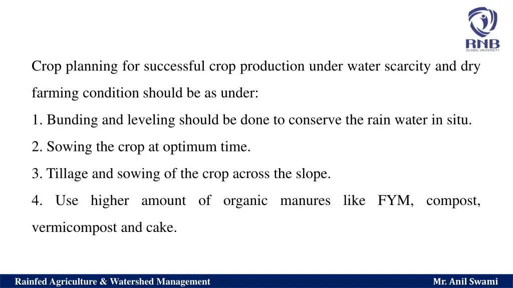 crop planning for successful crop production 1