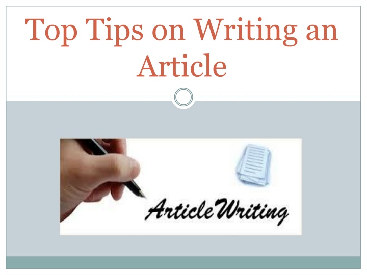 top tips on writing an article