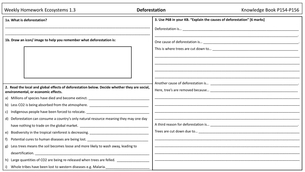 weekly homework ecosystems 1 3 deforestation