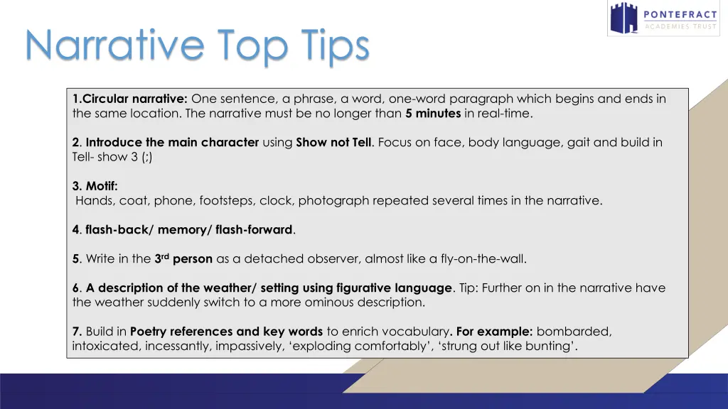 narrative top tips