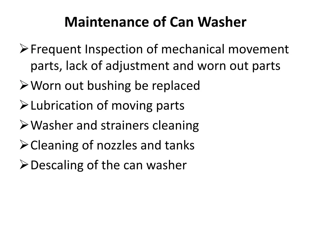 maintenance of can washer