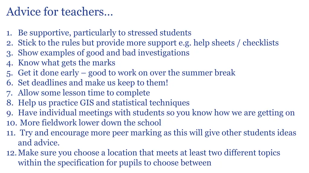 advice for teachers