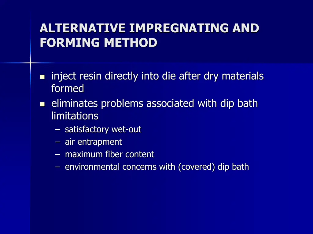 alternative impregnating and forming method