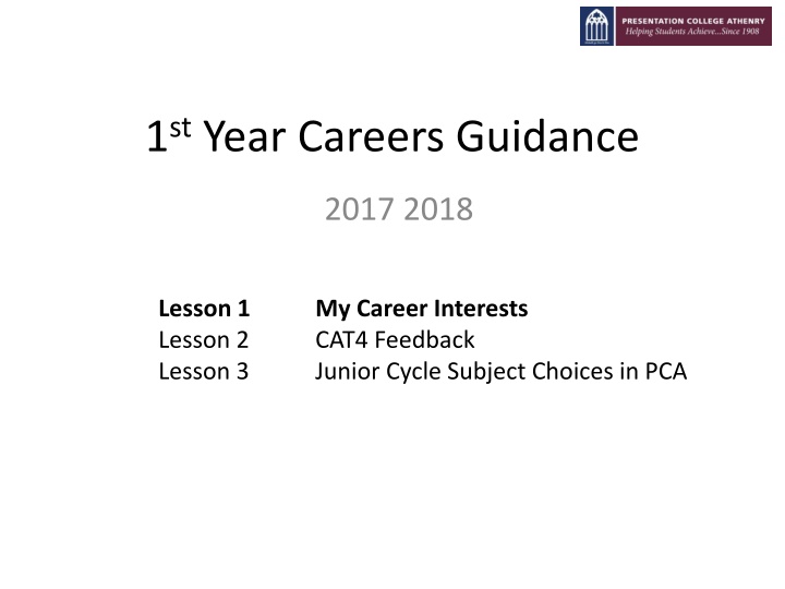 1 st year careers guidance