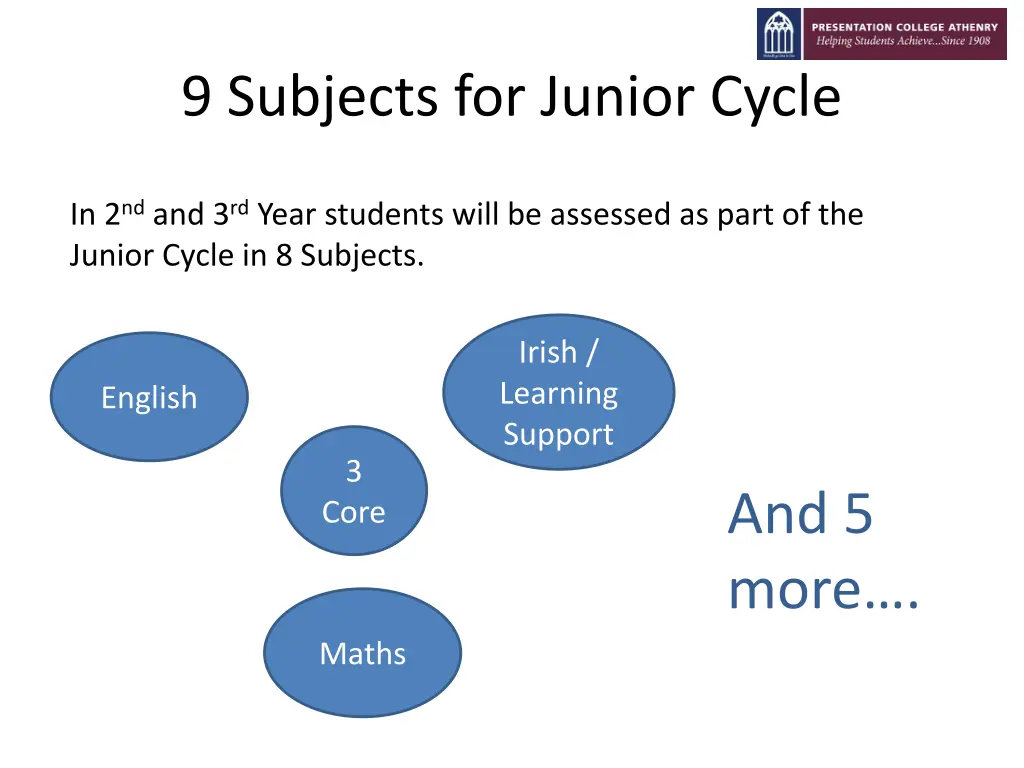 9 subjects for junior cycle