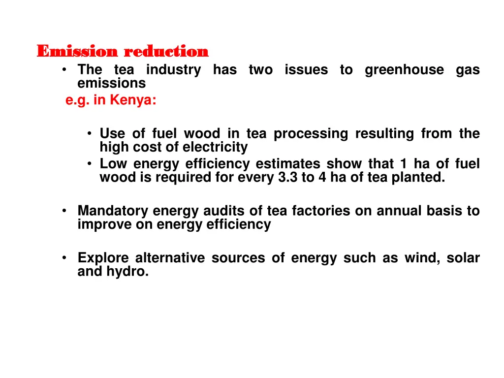 emission emission reduction the tea industry