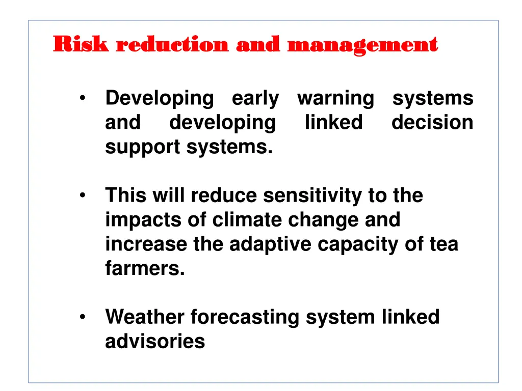 risk risk reduction reduction and