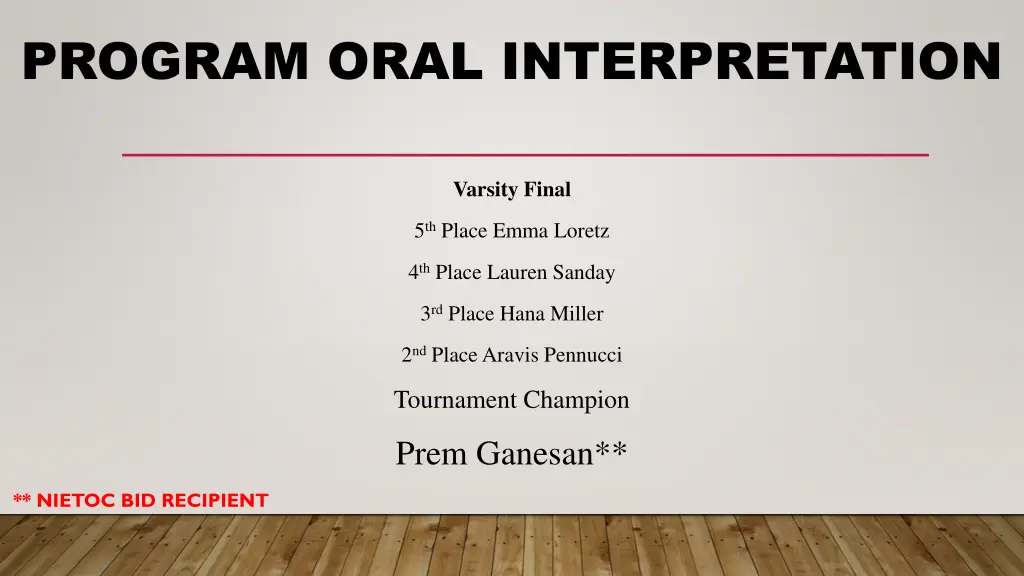 program oral interpretation