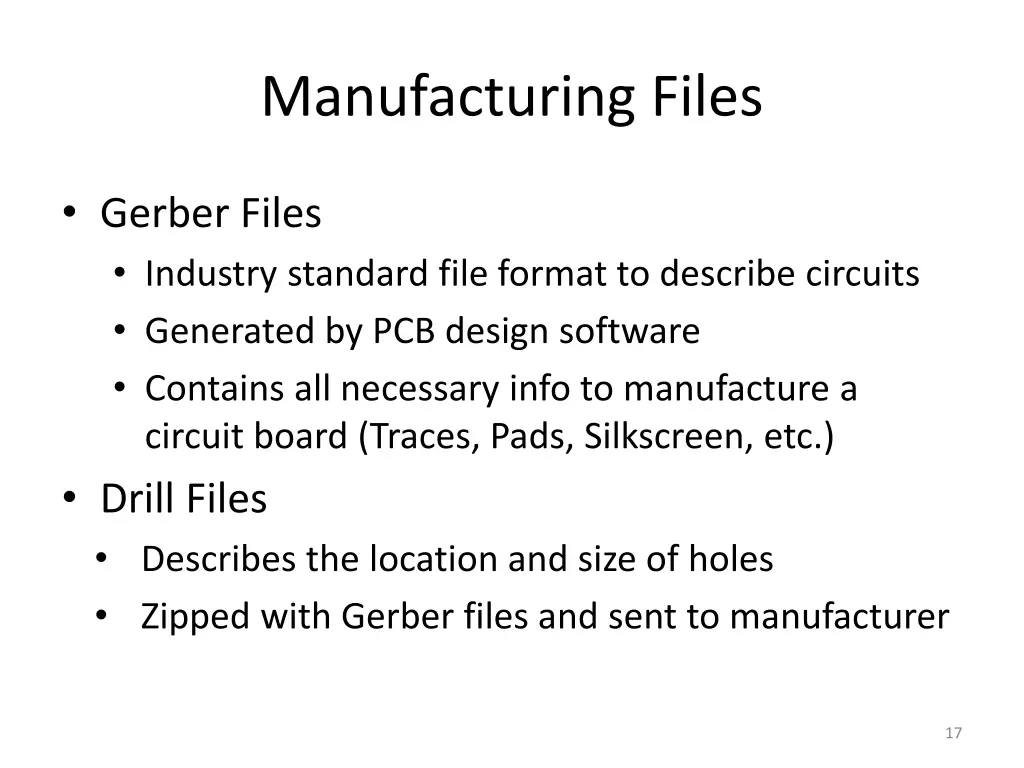 manufacturing files