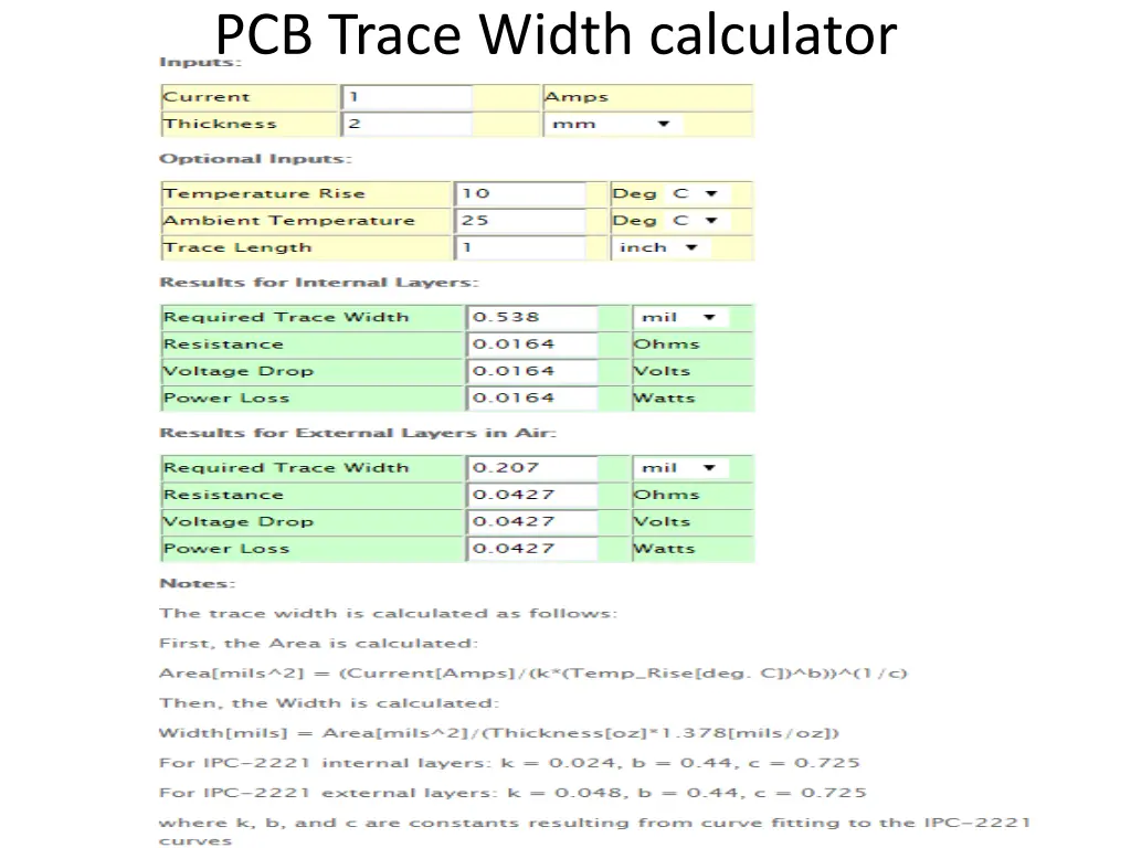 pcb trace width calculator