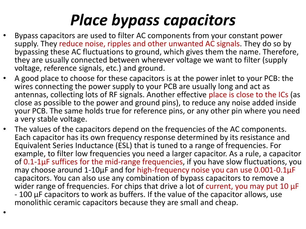 place bypass capacitors bypass capacitors