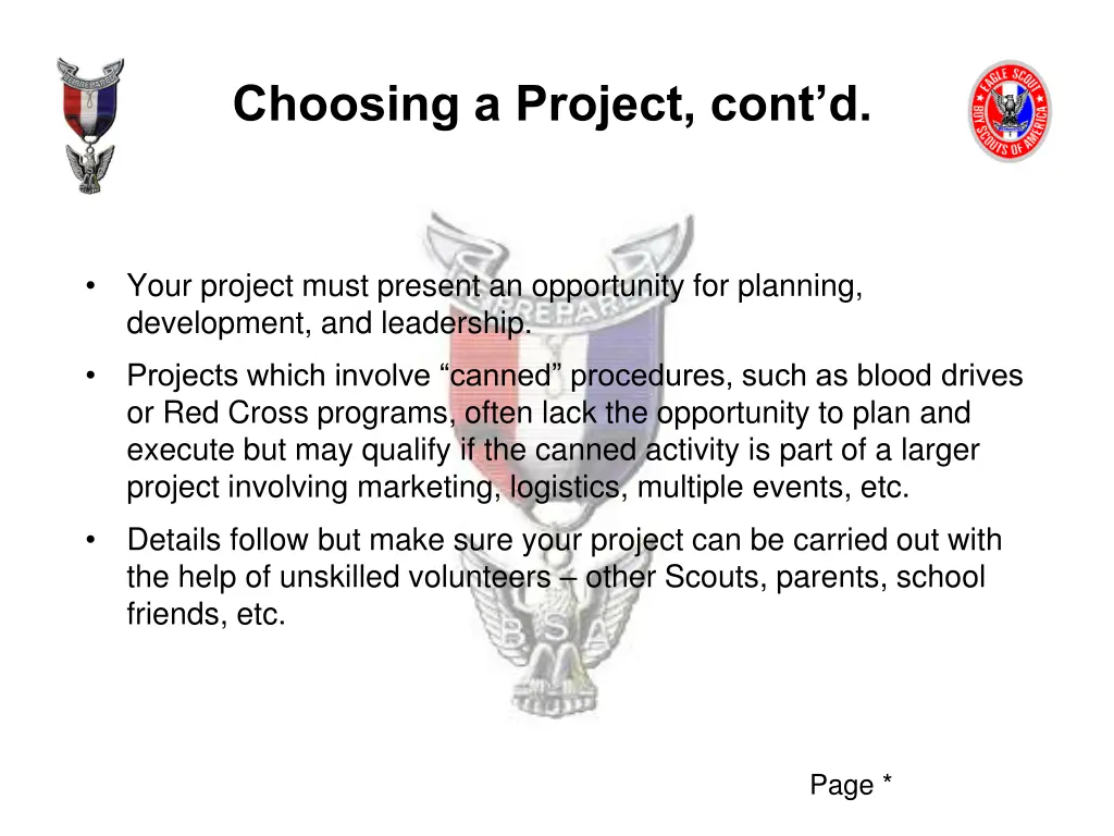 choosing a project cont d