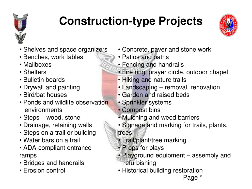 construction type projects