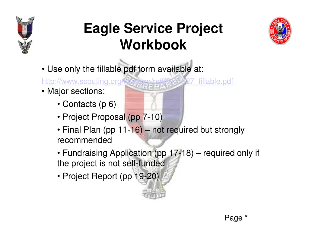 eagle service project workbook