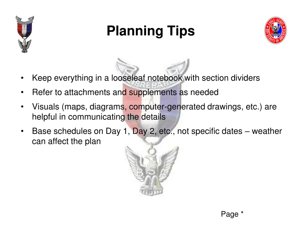 planning tips