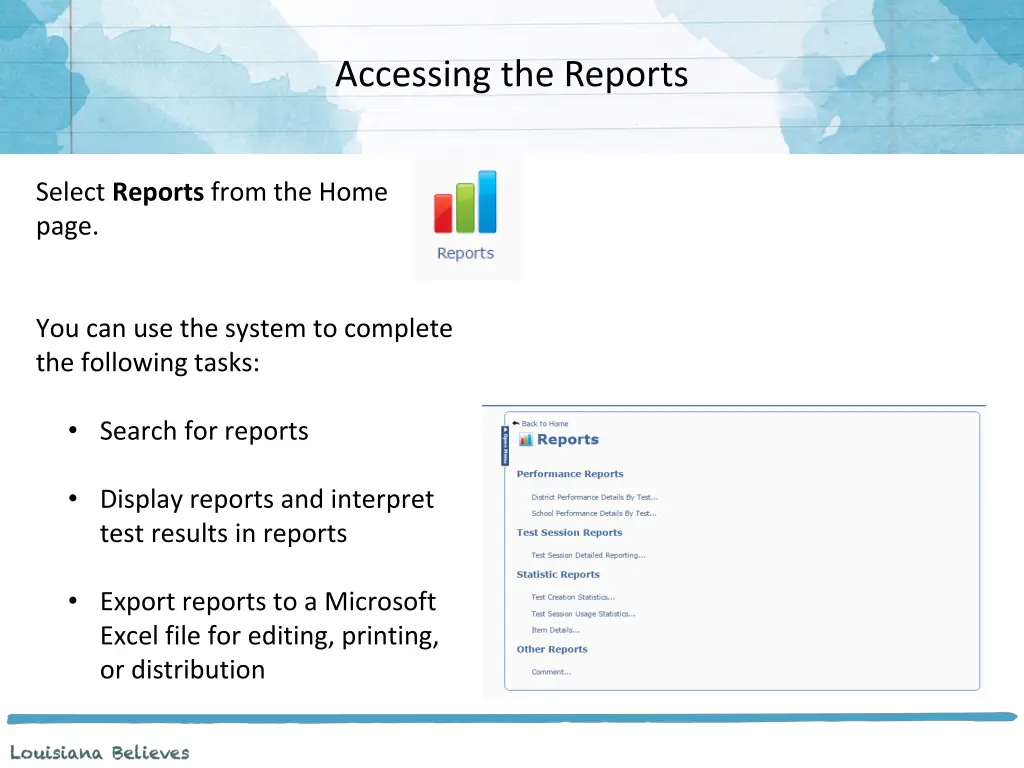 accessing the reports