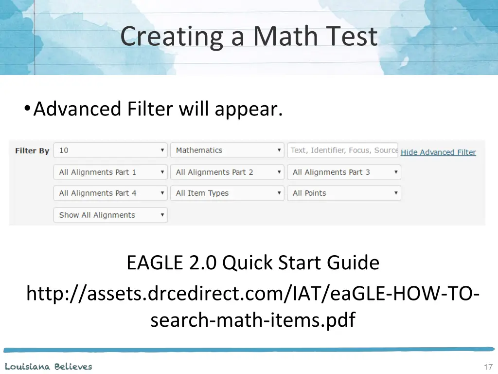 creating a math test