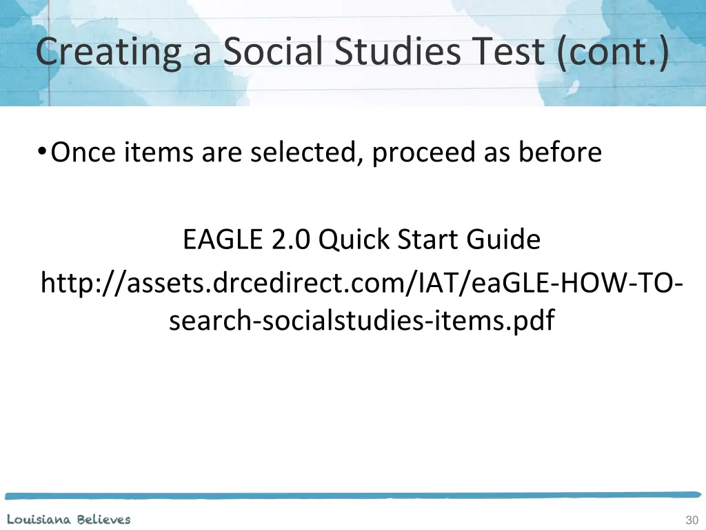 creating a social studies test cont