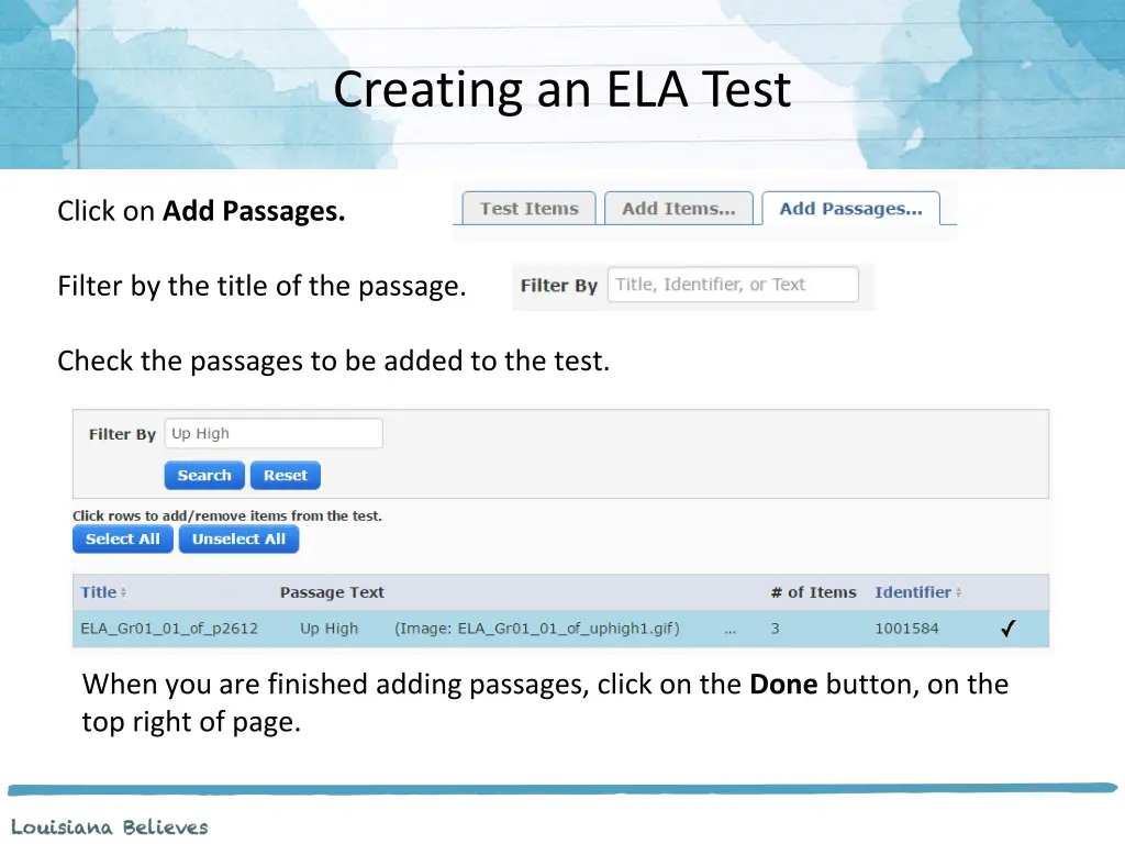 creating an ela test