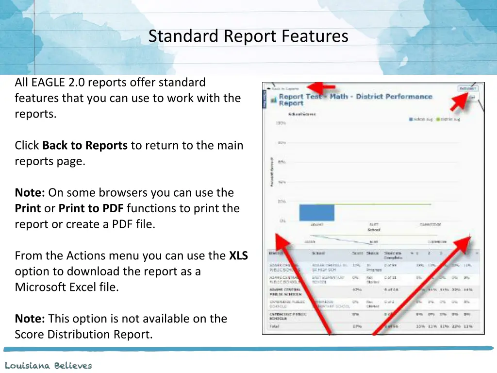 standard report features