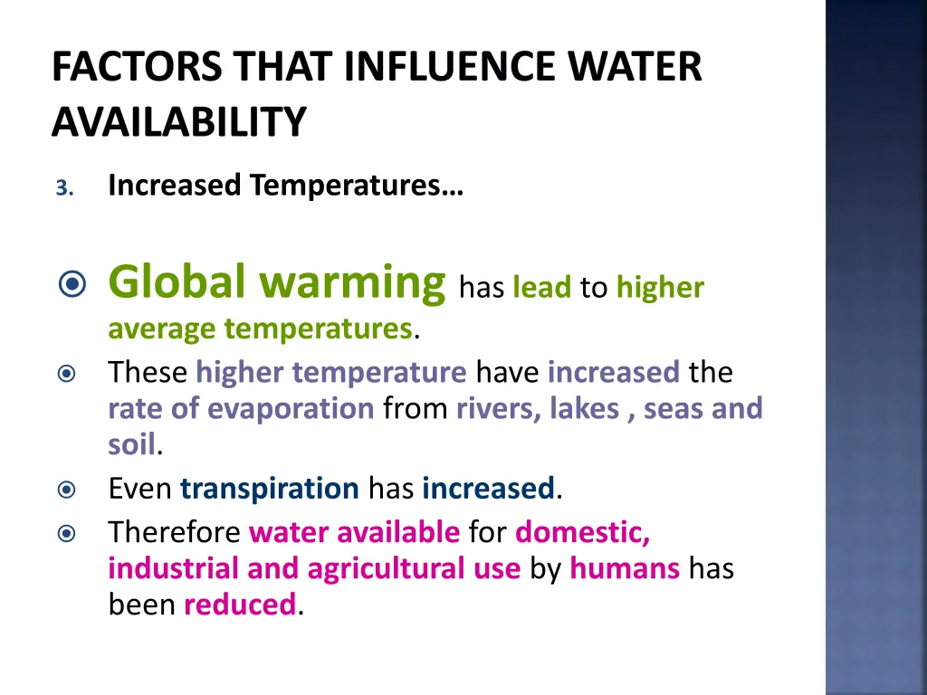 factors that influence water availability 19