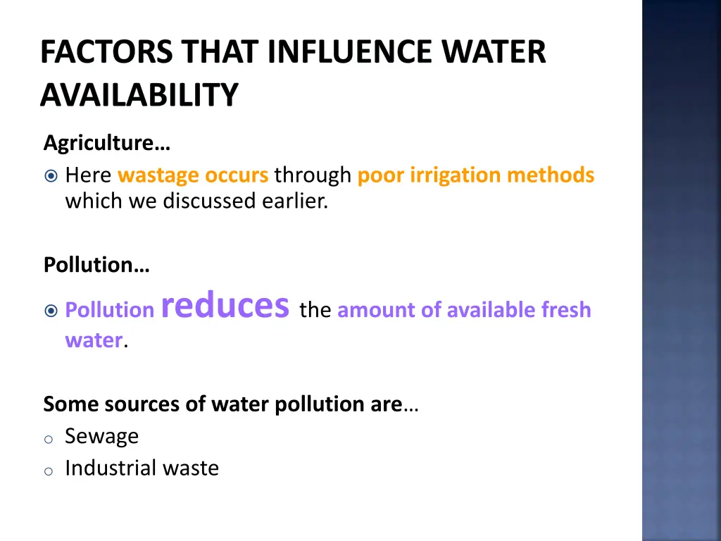 factors that influence water availability 36