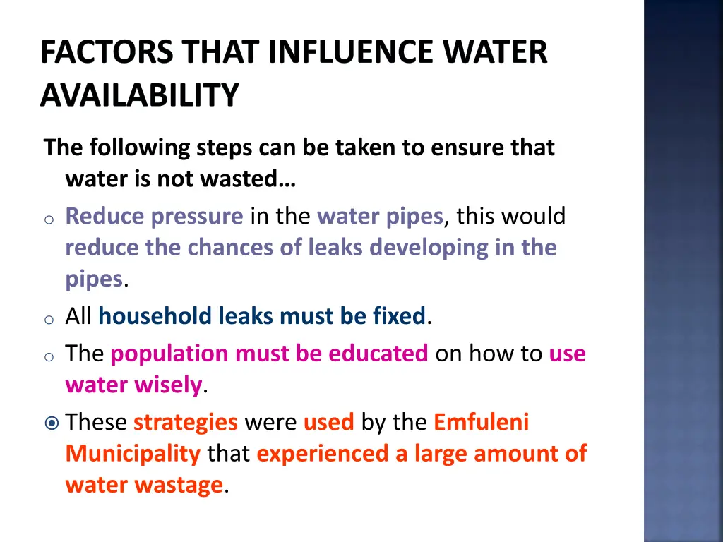 factors that influence water availability 38